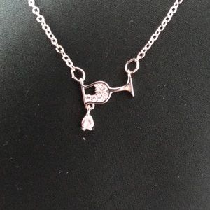 silver wine glass necklace